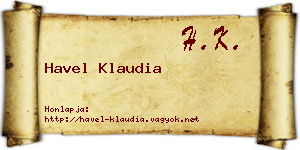 Havel Klaudia névjegykártya